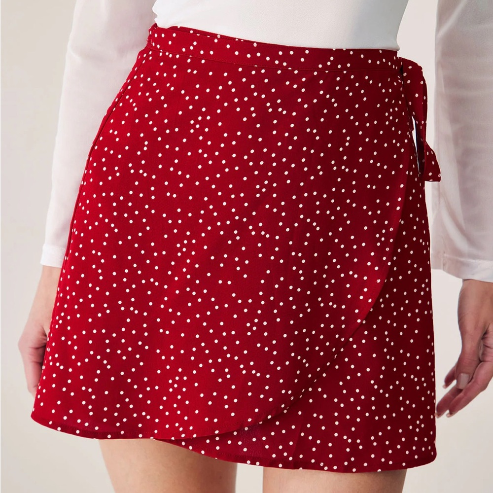 Rihoas Red Polka Dot Wrap Mini Skirt